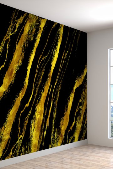Duvar Kağıdı Siyah Gold Desenli Isı Ve Ses Yalıtımlı Sağlıklı Tekstil Duvar Kağıdı