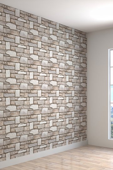 Duvar Kağıdı Taş Duvar Desenli Silinebilir Tekstil Duvar Kağıdı