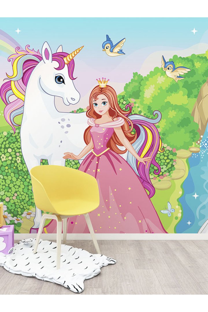 Duvar Kağıdı Unicorn Krallığı Ve Prenses Lily Tek Parça Duvar Kumaşı En X Boy