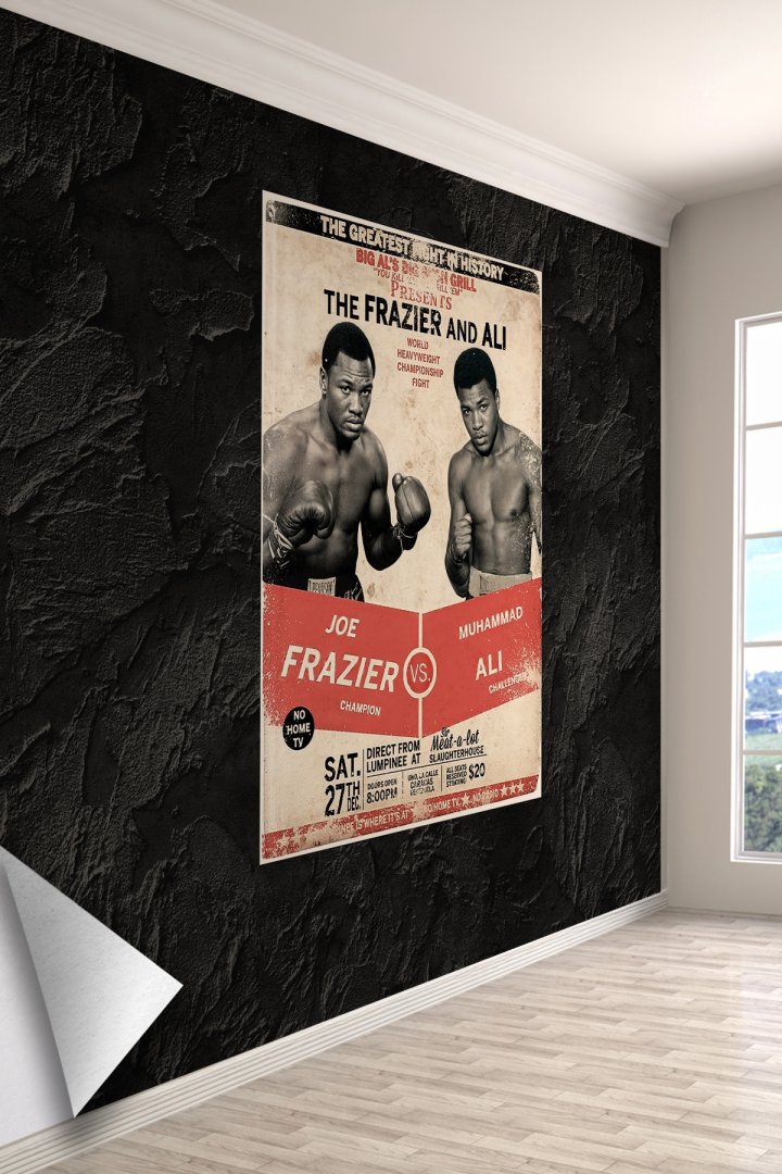 Efsanevi Boks Maçı Ali vs Frazier Spor Salonu & Fitness Tek Parça Tekstil Poster
