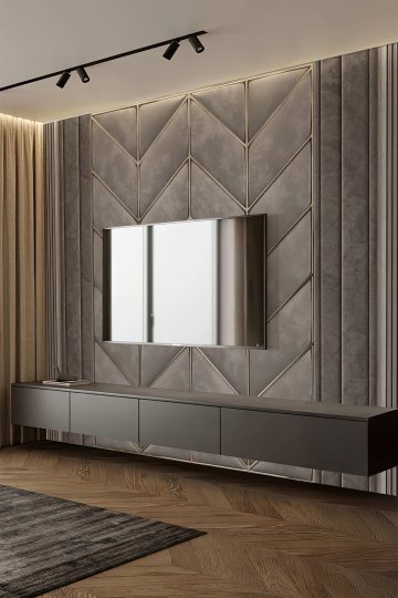 Elegant Panel Altın Şeritli Tek Parça Tekstil Duvar Kağıdı