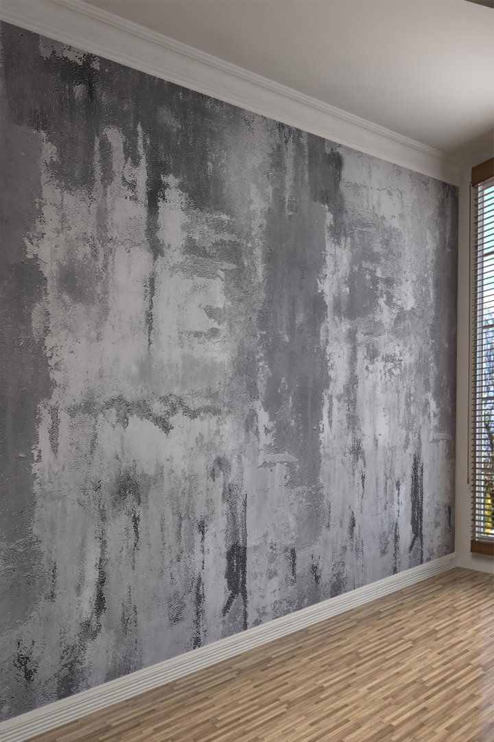 Endüstriyel Gri Beton Dokusu Tekstil Duvar Kağıdı
