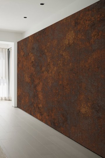 Endüstriyel Loft Pas Esintili Bakır Kahverengi Tekstil Duvar Kağıdı