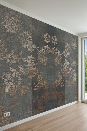 Eskitilmiş Damask Desenli Tek Parça Tekstil Duvar Kağıdı