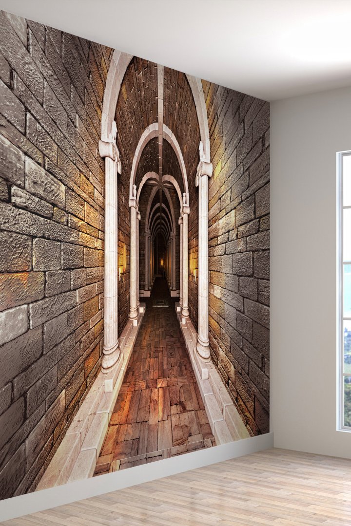 Eskitme Taş Duvar Tünel Desenli Isı Ve Ses Yalıtımlı Sağlıklı Tekstil Duvar Kağıdı