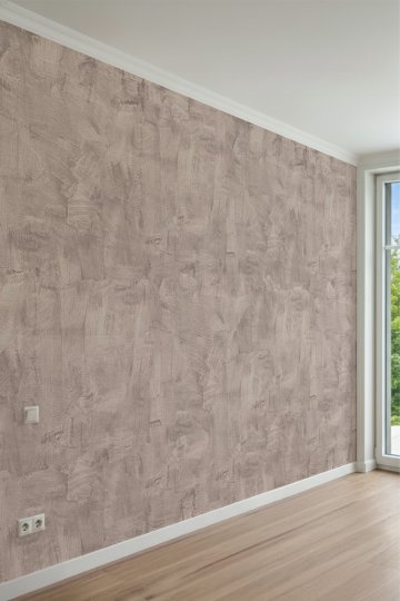 Fırça Darbesi Kompozisyonlu Beton Doku Görünümlü Tek Parça Tekstil Duvar Kağıdı