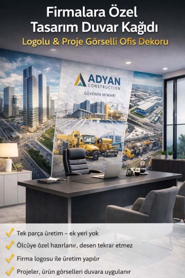 Firmalara Özel Logolu Ofis Duvar Kağıdı Tasarımı | Logo ve Proje Uygulaması