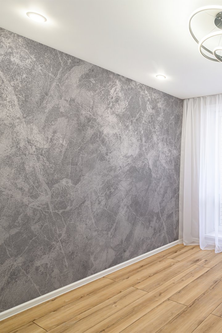 Füme Beton Görünümlü Tek Parça Tekstil Duvar Kağıdı