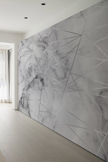 Geometrik Çizgili Gri Mermer Tekstil Duvar Kağıdı