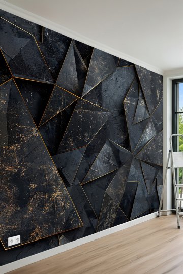  Geometrik Kırık Panel Efektli Modern Endüstriyel Tasarım Tek Parça Tekstil Duvar Kağıdı