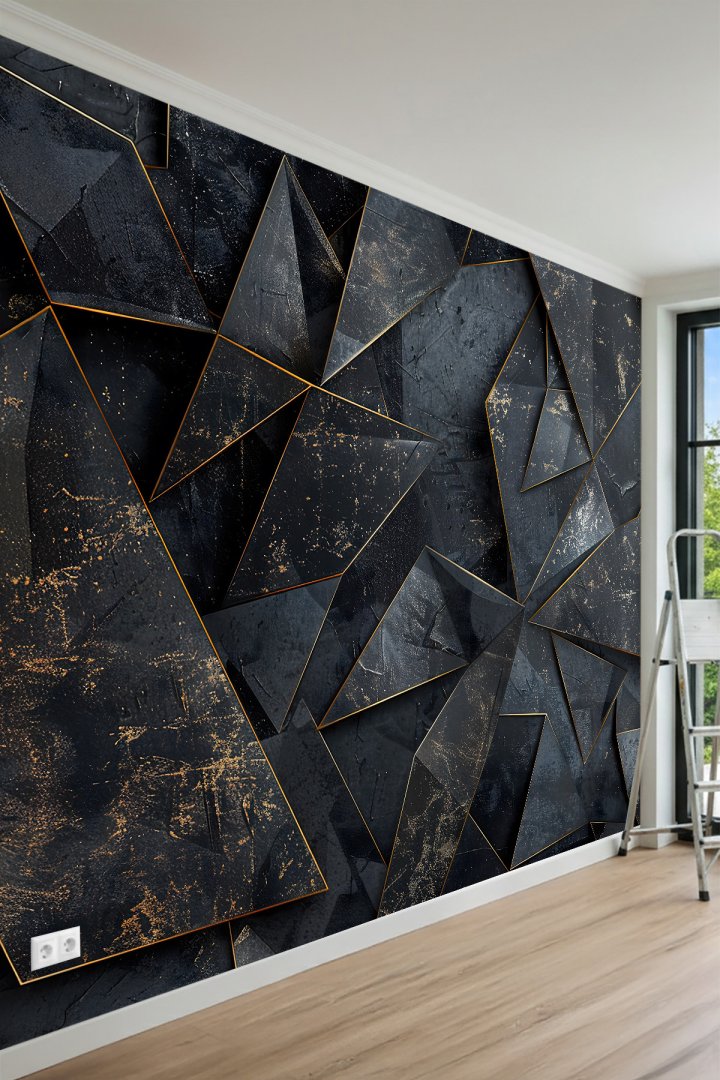  Geometrik Kırık Panel Efektli Modern Endüstriyel Tasarım Tek Parça Tekstil Duvar Kağıdı
