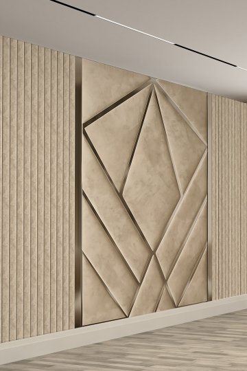 Geometrik Panel Görünümlü Tekstil Duvar Kağıdı