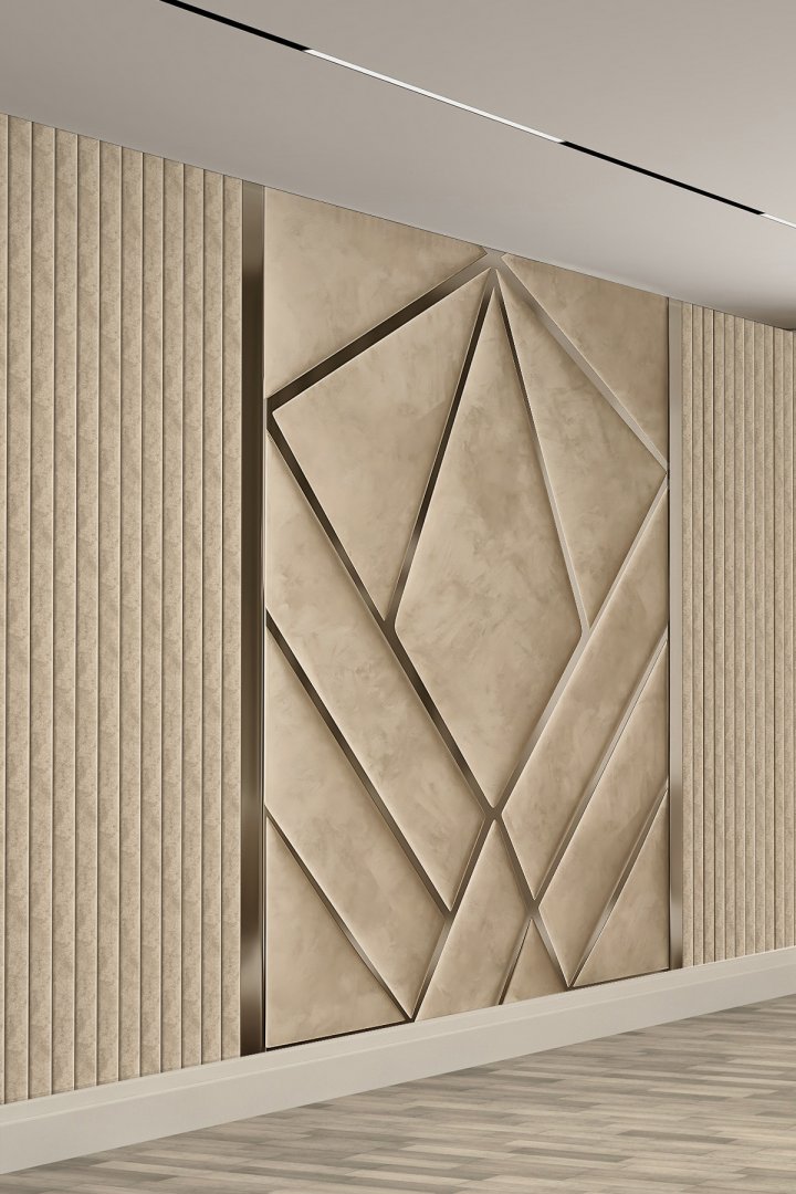 Geometrik Panel Görünümlü Tekstil Duvar Kağıdı