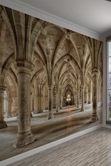 Gotik Kemerli Katedral 3D Tekstil Duvar Kağıdı