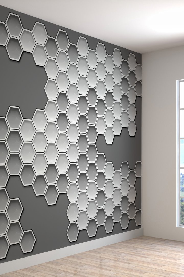 Gri 3 Boyutlu Geometrik Desenli Silinebilir Kumaş Duvar Kağıdı- En X Boy - Ev ve Ofis Dekor