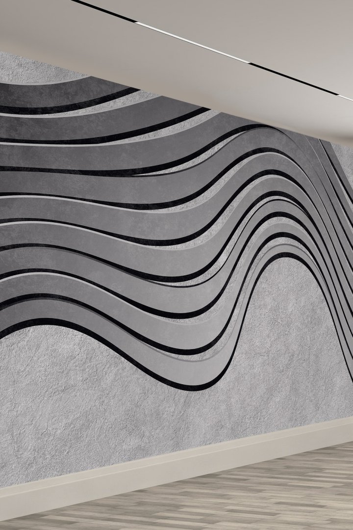Gri Beton Dalgalı Modern Tek Parça Tekstil Duvar Kağıdı