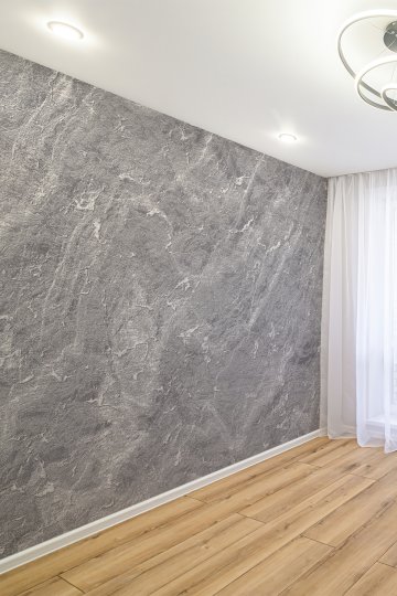 Gri Damar Detaylı Mermer Görünümlü Tekstil Duvar Kağıdı