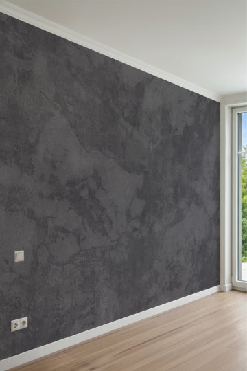 Gri Eskitilmiş Beton Doku Desenli Tek Parça Tekstil Duvar Kağıdı küçük görsel 2