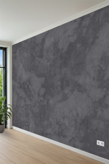 Gri Eskitilmiş Beton Doku Desenli Tek Parça Tekstil Duvar Kağıdı küçük görsel 3