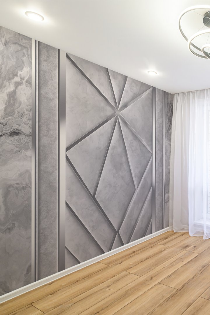 Gri Mermer Desenli Diamond Tek Parça Tekstil Duvar Kağıdı