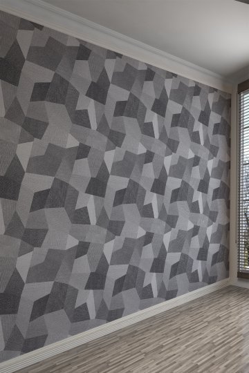 Gri Retro Patchwork Desenli Tek Parça Duvar Kağıdı