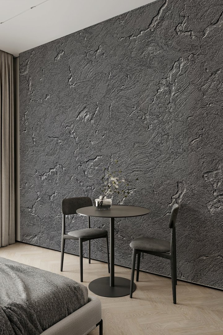 Gri Taş Dokulu Modern Tekstil Duvar Kağıdı