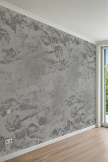 Gri Tonlarında Eskitme Sıva ve Beton Dokulu Minimalist Tek Parça Tekstil Duvar Kağıdı