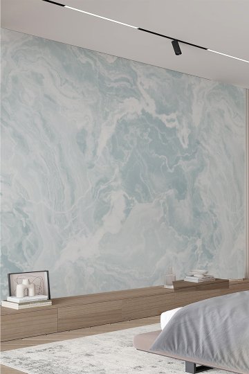 Ice Sky Marble Açık Mavi Serisi Tekstil Tabanlı Duvar Kağıdı