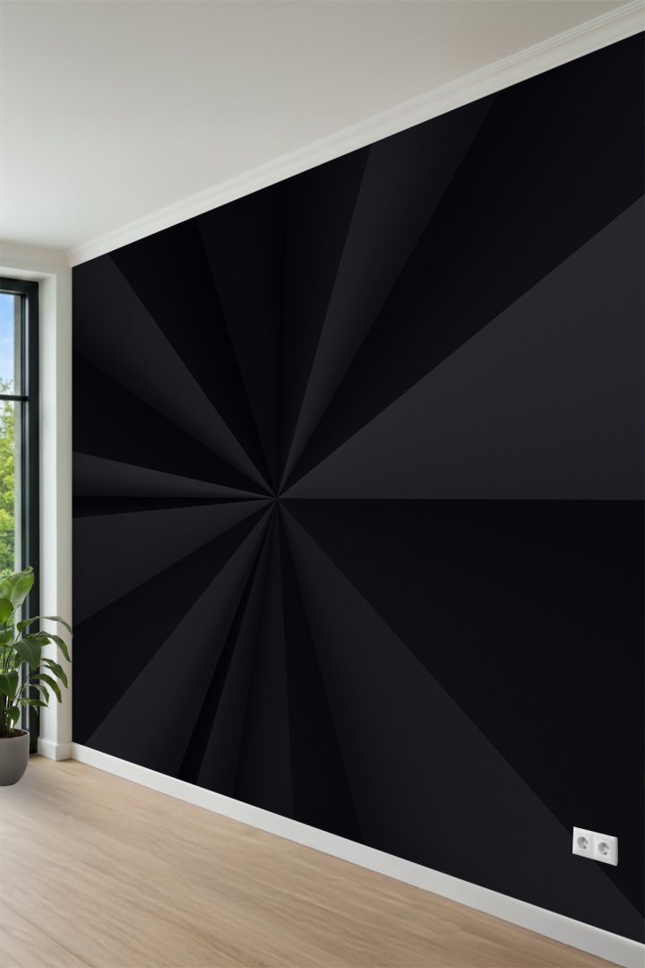 Işın Efektli Geometrik Perspektif Desenli Modern Tek Parça Tekstil Duvar Kağıdı 