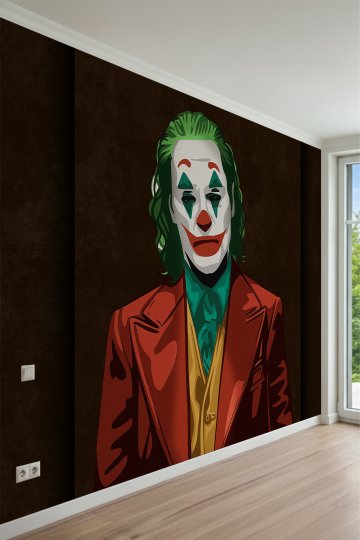 Joker Karakter İllüstrasyon Desenli Tek Parça Tekstil Duvar Kağıdı