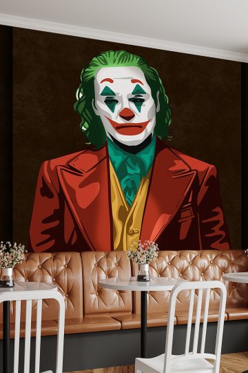 Joker Karakter İllüstrasyon Desenli Tek Parça Tekstil Duvar Kağıdı küçük görsel 2