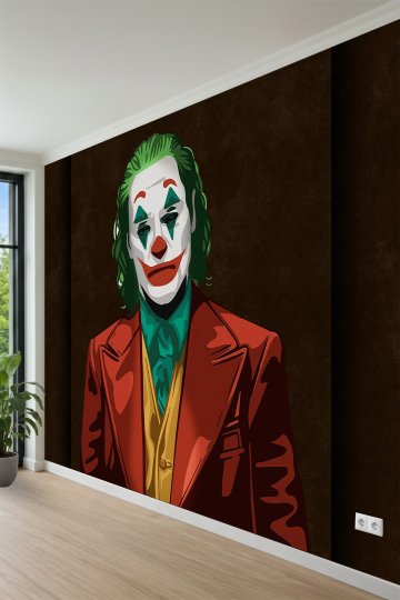 Joker Karakter İllüstrasyon Desenli Tek Parça Tekstil Duvar Kağıdı küçük görsel 3