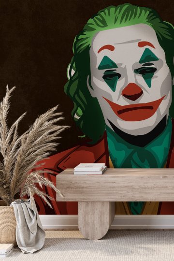 Joker Karakter İllüstrasyon Desenli Tek Parça Tekstil Duvar Kağıdı küçük görsel 4