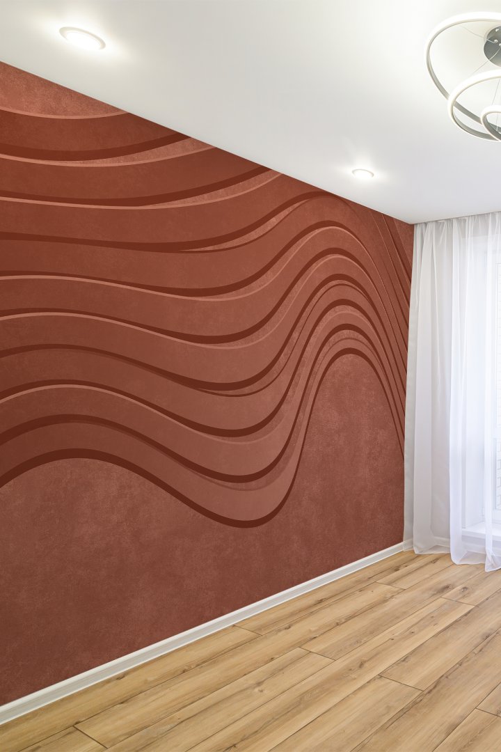 Kahverengi Dalgalı Modern Tek Parça Tekstil Duvar Kağıdı