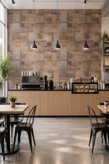Kare Ahşap Desenli Isı Ve Ses Yalıtımlı Sağlıklı Tekstil Duvar Kağıdı