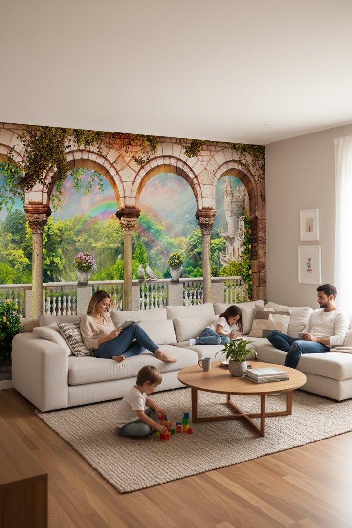 Kemer Manzaralı Isı Ve Ses Yalıtımlı Sağlıklı Tekstil Duvar Kağıdı