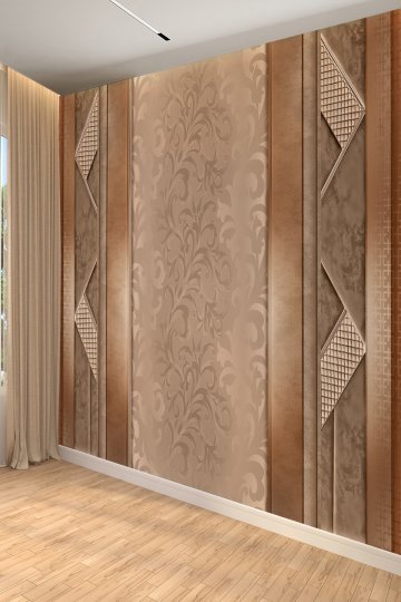 Klasik Barok Desenli Bronz Tek Parça Tekstil Duvar Kağıdı