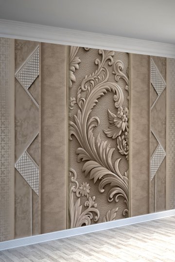 Klasik Kabartma Desenli 3D Çiçek Motifli Tekstil Duvar Kağıdı
