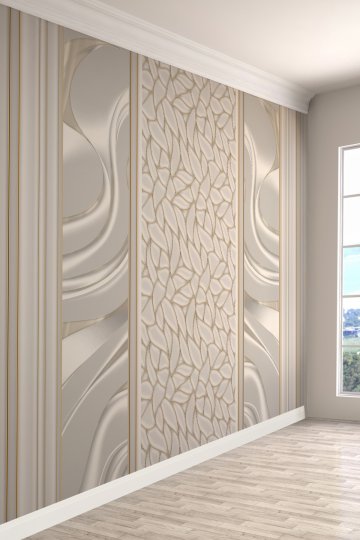 Krem Altın Modern 3D Desenli Tekstil Duvar Kağıdı