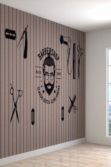 Kuaför Desenli Isı Ve Ses Yalıtımlı Sağlıklı Tekstil Duvar Kağıdı