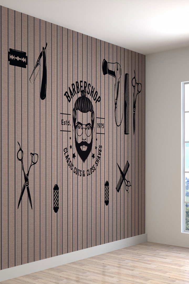 Kuaför Desenli Isı Ve Ses Yalıtımlı Sağlıklı Tekstil Duvar Kağıdı