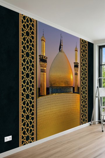  Kudüs Mescidi Aksa Kubbe Detaylı Tek Parça Tekstil Duvar Kağıdı 
