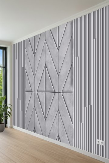 Lüks İç Mekan İçin Geometrik Panel Tek Parça Tekstil Duvar Kağıdı