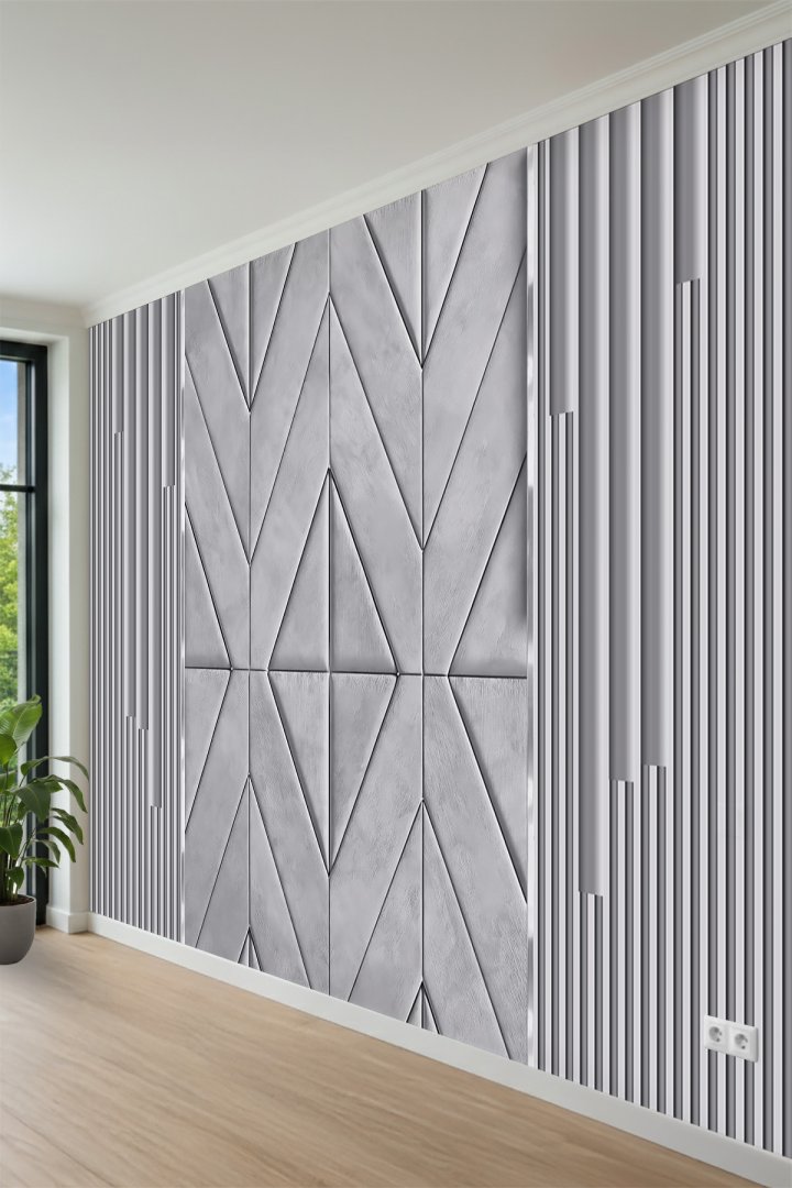 Lüks İç Mekan İçin Geometrik Panel Tek Parça Tekstil Duvar Kağıdı