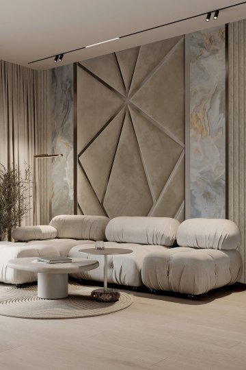 Luxury Panel Görünümlü Mermer Dokulu Duvar Kağıdı