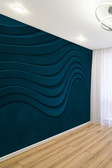 Mavi Dalgalı Modern Tek Parça Tekstil Duvar Kağıdı