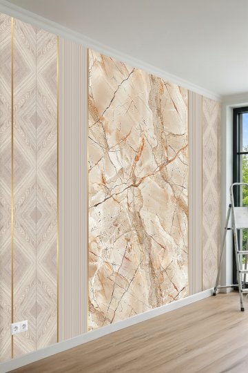 Mermer Desenli Çıtalı Modern Tek Parça Tekstil Duvar Kağıdı