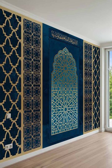 Mihrap Desenli İslamı Motifli Tek Parça Tekstil Duvar Kağıdı