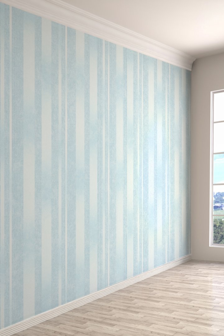 Minimal Çizgili Açık Mavi Tek Parça Duvar Kağıdı