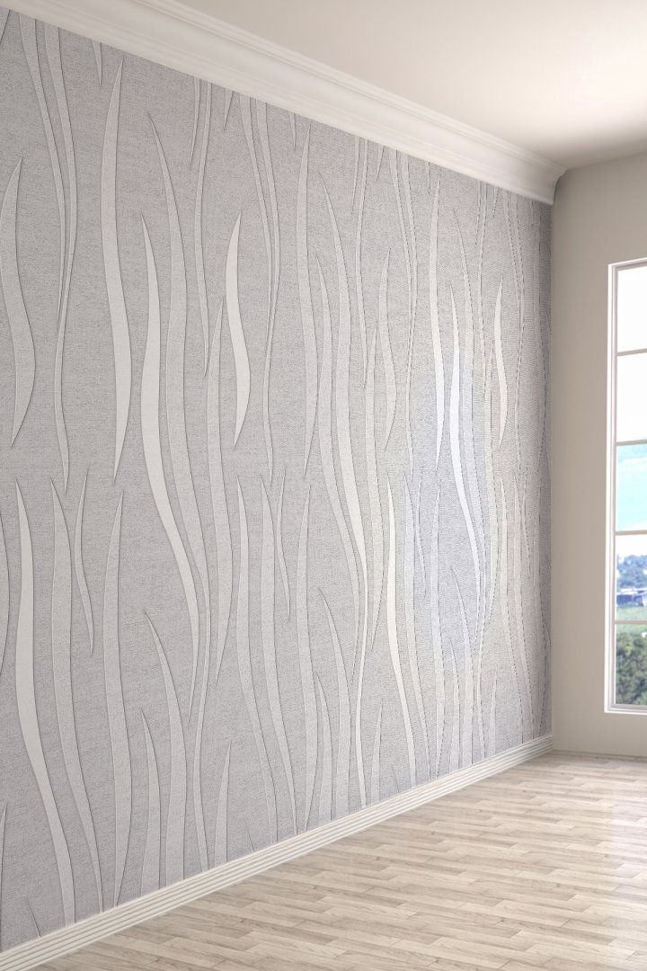 Minimal Modern Çizgiler Gri Dalga Desenli Tekstil Duvar Kağıdı